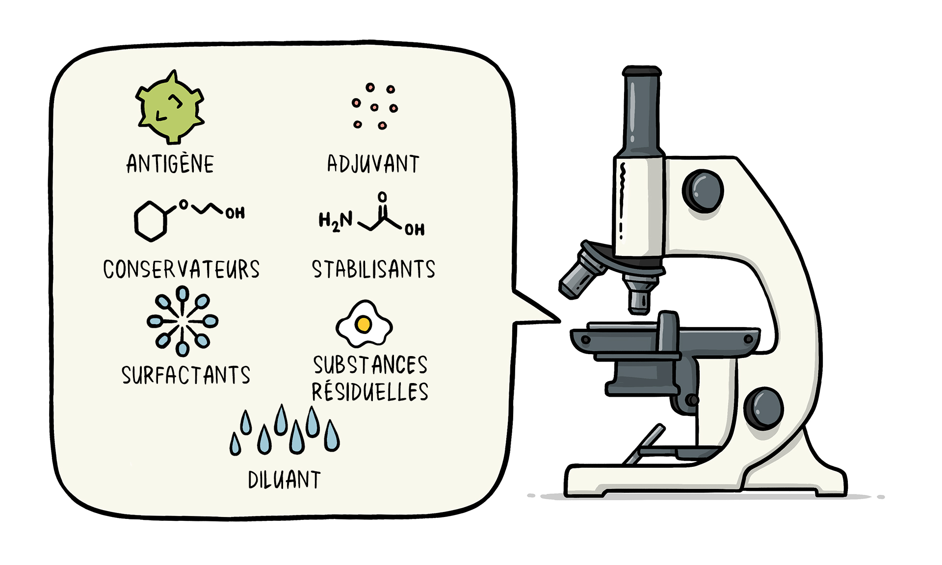 Illustration sur la composition des vaccins